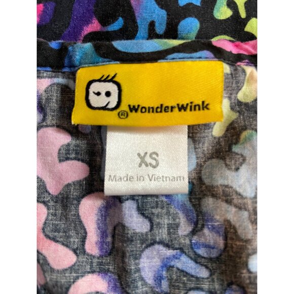 Wonderwink Womens Scrub Top XS Multicolor Animal Print Cotton Workwear - Picture 4 of 6